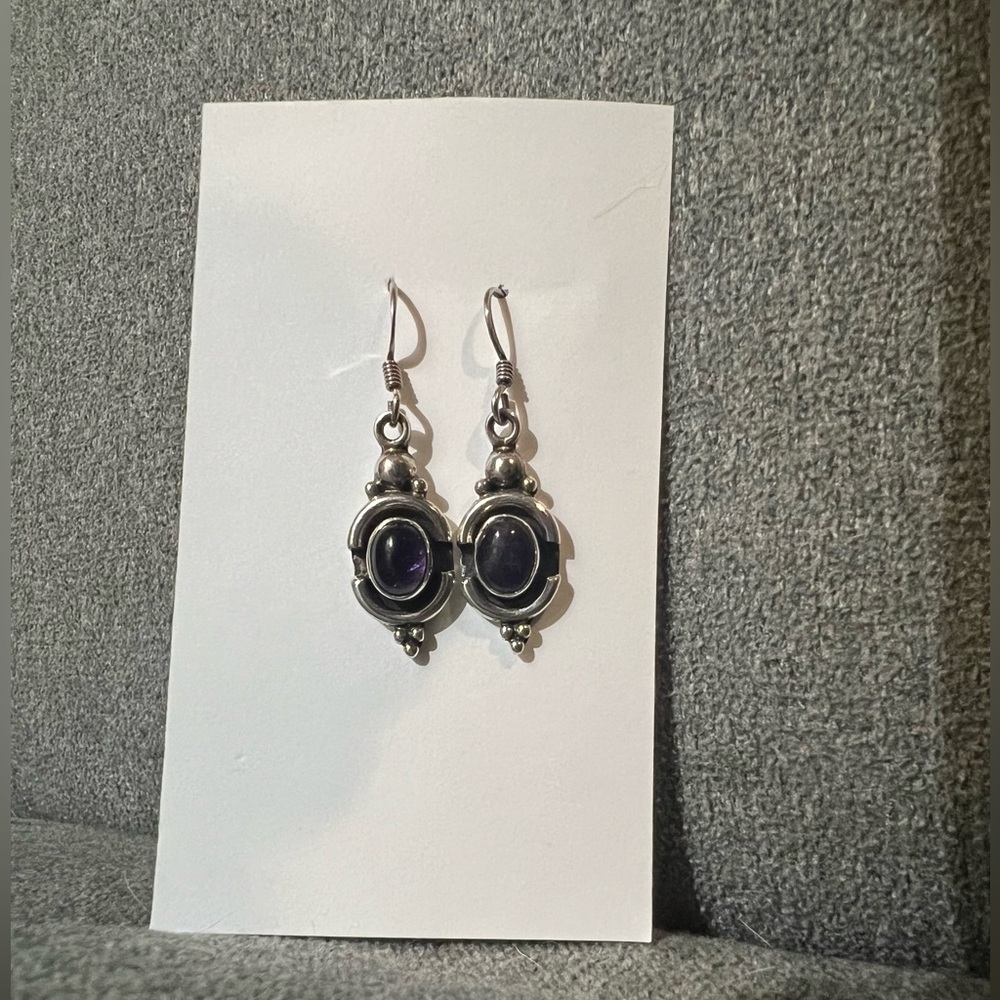 Vintage Amethyst Sterling Silver Dangle Earrings